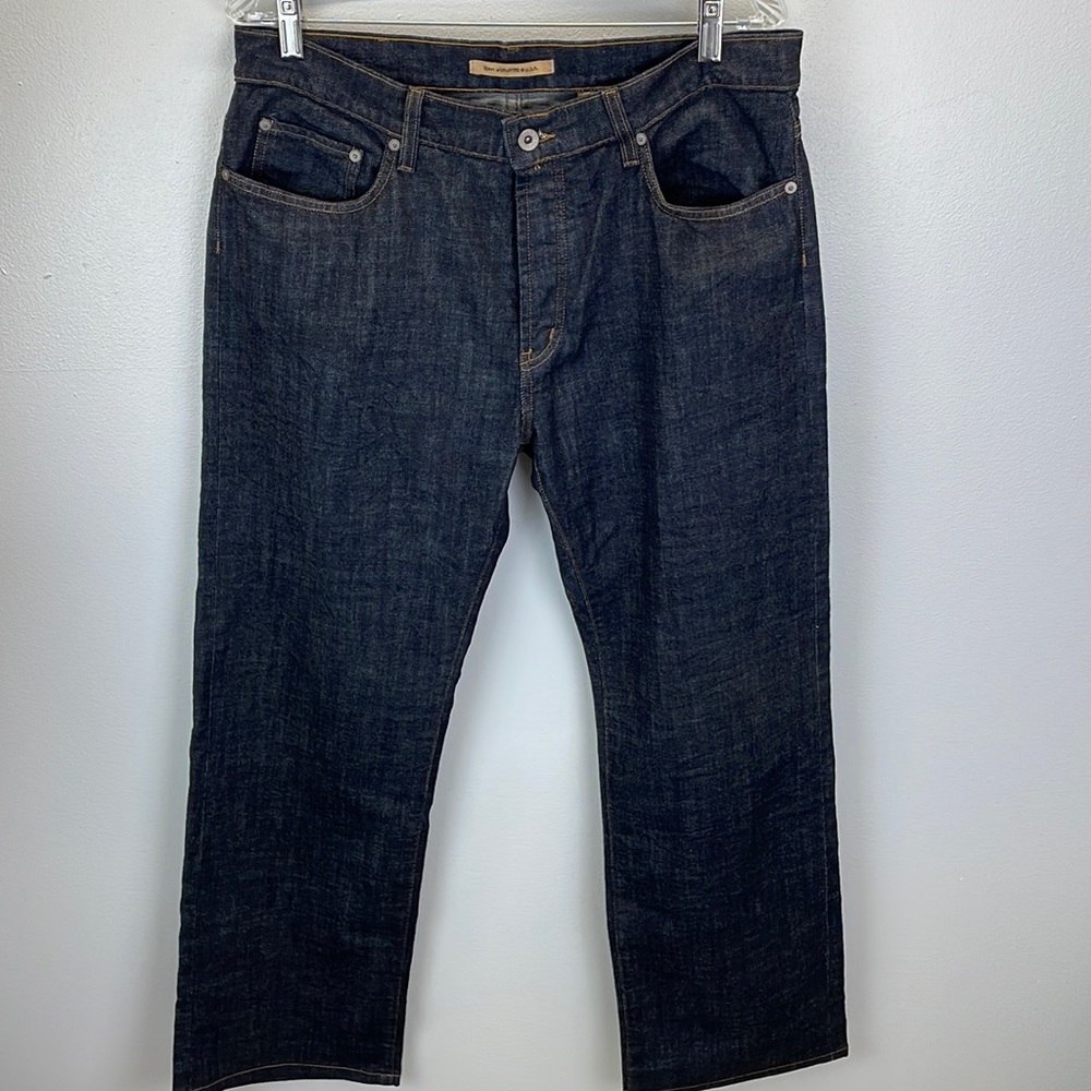 ⭐️John Varvatos star USA Authentic Fit mens dark wash button fly jeans SZ 34 EX
